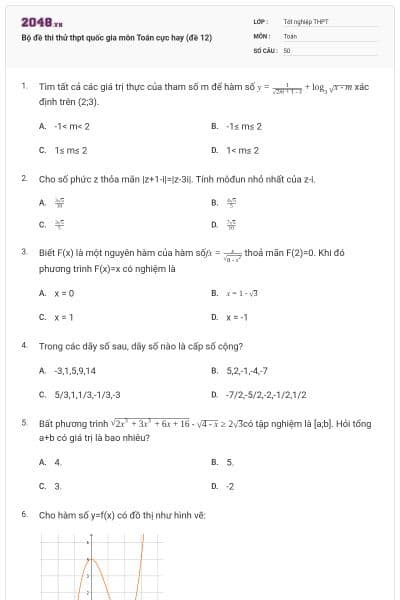 Bộ đề thi thử thpt quốc gia môn Toán cực hay (đề 12)
