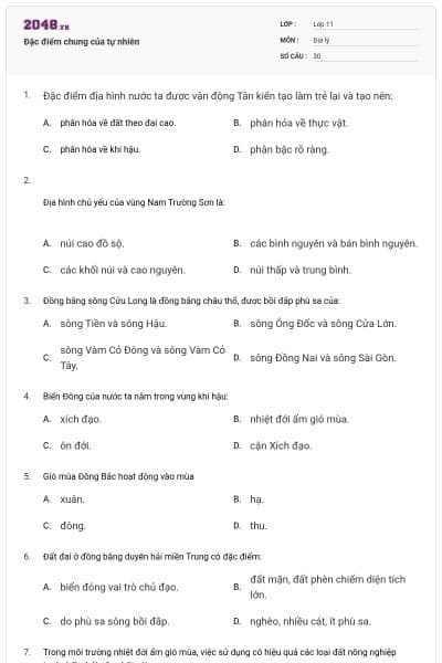 Đặc điểm chung của tự nhiên
