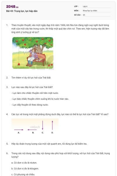 Bài 43: Trọng lực, lực hấp dẫn