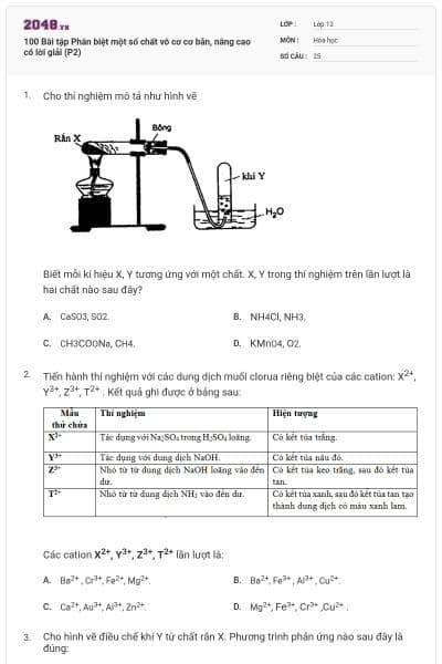 100 Bài tập Phân biệt một số chất vô cơ cơ bản, nâng cao có lời giải (P2)