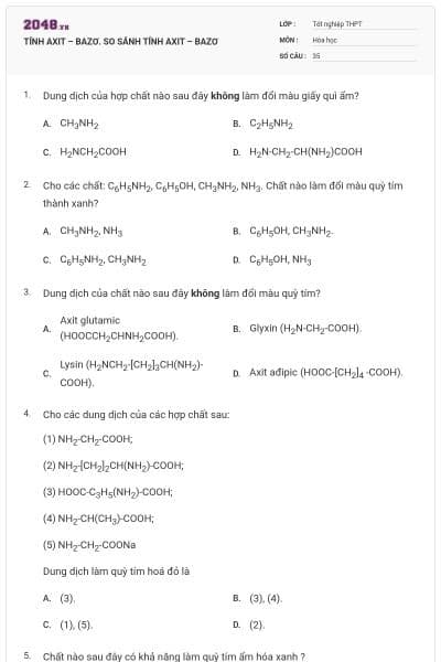 TÍNH AXIT – BAZƠ. SO SÁNH TÍNH AXIT – BAZƠ