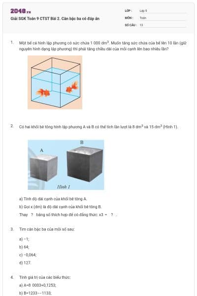 Giải SGK Toán 9 CTST Bài 2. Căn bậc ba có đáp án