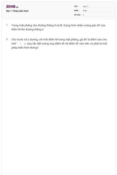 Bài 1: Phép biến hình