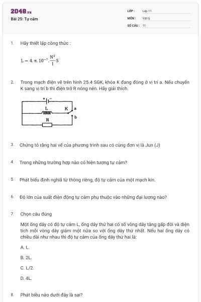 Bài 25: Tự cảm
