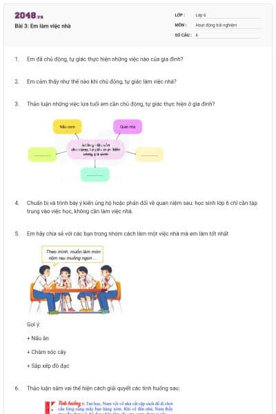 Bài 3: Em làm việc nhà