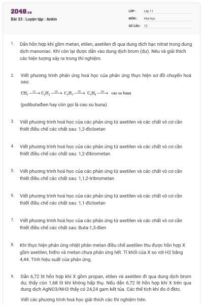 Bài 33 : Luyện tập : Ankin