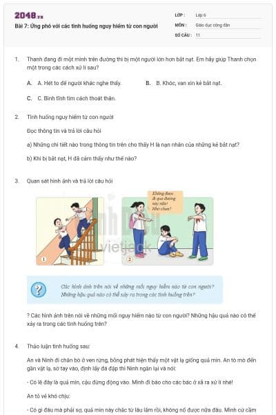 Bài 7: Ứng phó với các tình huống nguy hiểm từ con người
