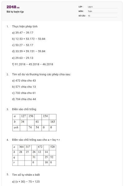 Bài tự luyện tập