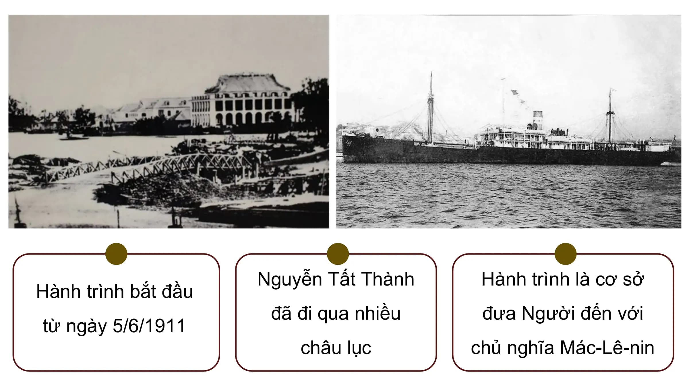 Nguyễn Tất Thành Hành trình là cơ sở
Hành trình bắt đầu
 đã đi qua nhiều đưa Người đến với
từ ngày 5/6/1911
 châu lục chủ nghĩa Mác-Lê-nin