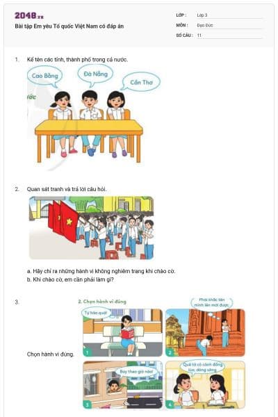 Bài tập Em yêu Tổ quốc Việt Nam có đáp án