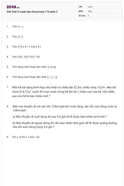 Giải Toán 5 Luyện tập chung trang 176 phần 2