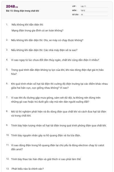 Bài 15: Dòng điện trong chất khí