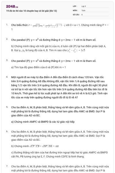 19 đề ôn thi vào 10 chuyên hay có lời giải (Đề 13)