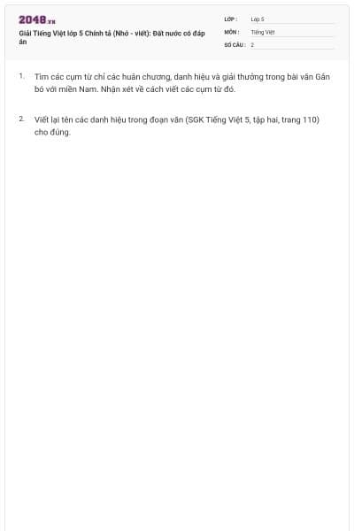Giải Tiếng Việt lớp 5 Chính tả (Nhớ - viết): Đất nước có đáp án