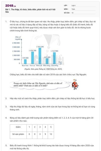 Bài 1. Thu thập, tổ chức, biểu diễn, phân tích và xử lí dữ liệu