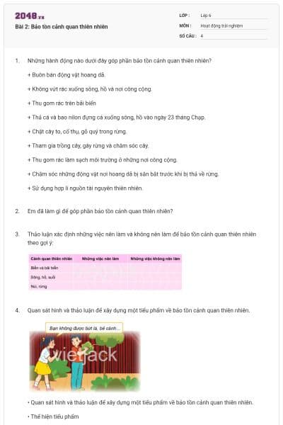 Bài 2: Bảo tồn cảnh quan thiên nhiên
