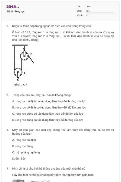 Bài 16: Ròng rọc