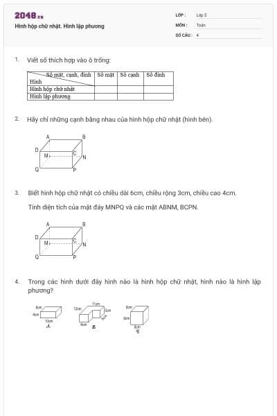 Hình hộp chữ nhật. Hình lập phương