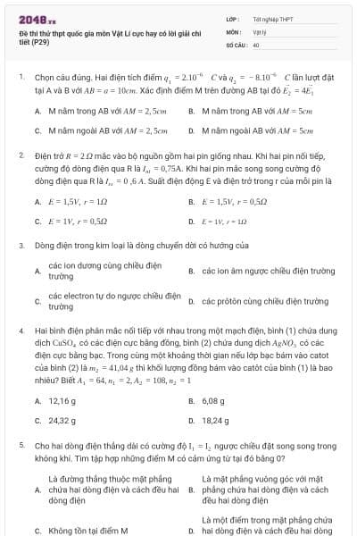 Đề thi thử thpt quốc gia môn Vật Lí cực hay có lời giải chi tiết (P29)