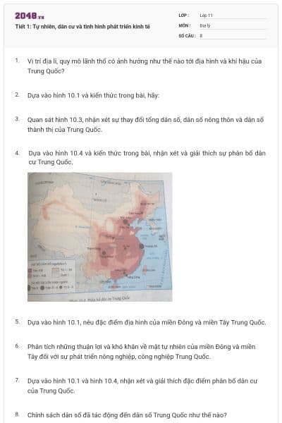 Tiết 1: Tự nhiên, dân cư và tình hình phát triển kinh tế