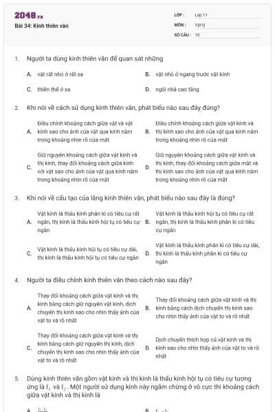Bài 34: Kính thiên văn