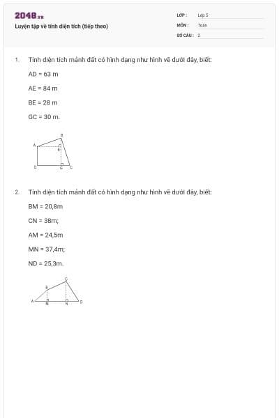 Luyện tập về tính diện tích (tiếp theo)