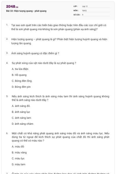 Bài 32: Hiện tượng quang - phát quang