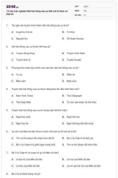 13 câu trắc nghiệm Bài hát đồng sáu xu Kết nối tri thức có đáp án
