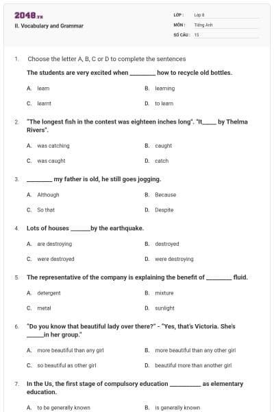 II. Vocabulary and Grammar