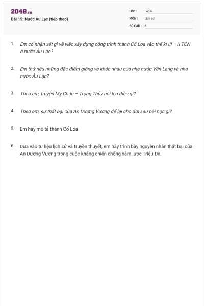 Bài 15: Nước Âu Lạc (tiếp theo)