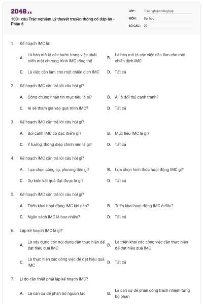 100+ câu Trắc nghiệm Lý thuyết truyền thông có đáp án - Phần 6