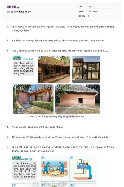 Bài 2: Xây dựng nhà ở