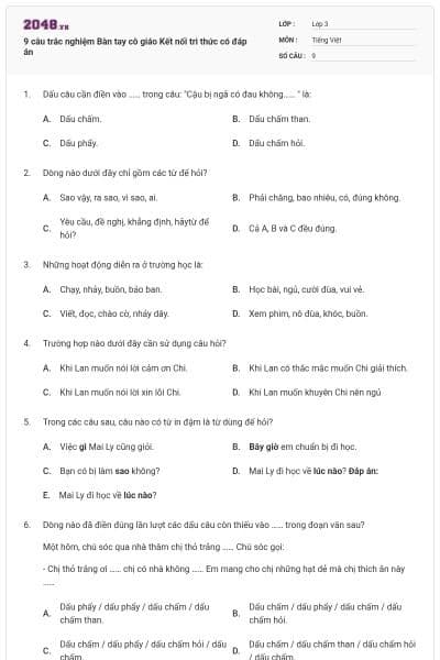 9 câu trắc nghiệm Bàn tay cô giáo Kết nối tri thức có đáp án