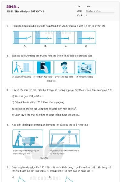 Bài 41: Biểu diễn lực - SBT KHTN 6