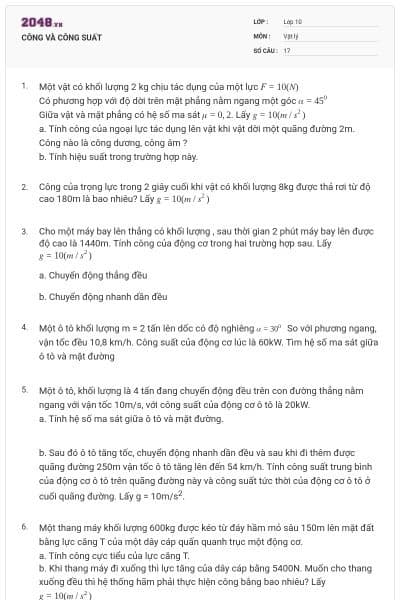 CÔNG VÀ CÔNG SUẤT