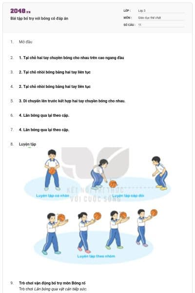 Bài tập bổ trợ với bóng có đáp án