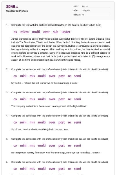Word Skills: Prefixes
