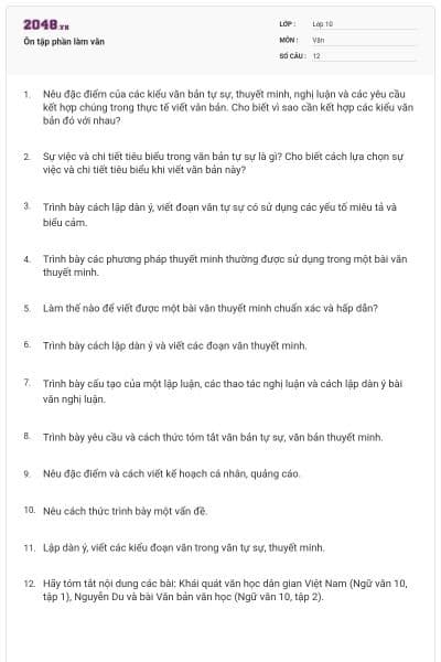 Ôn tập phần làm văn