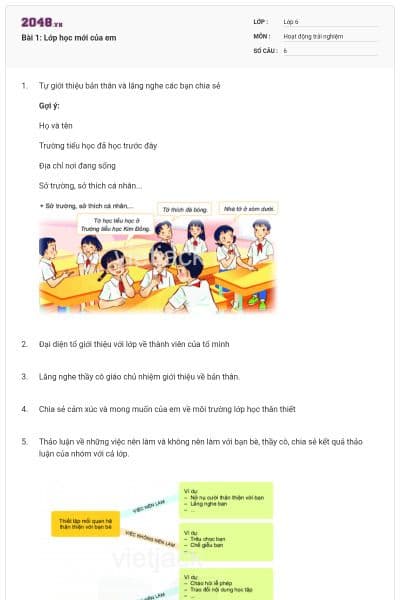 Bài 1: Lớp học mới của em