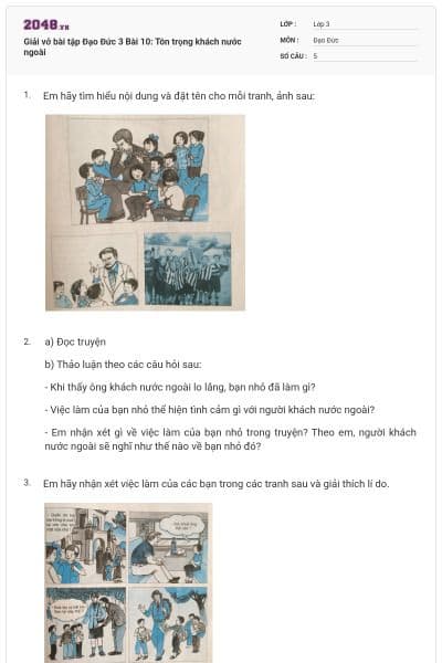 Giải vở bài tập Đạo Đức 3 Bài 10: Tôn trọng khách nước ngoài
