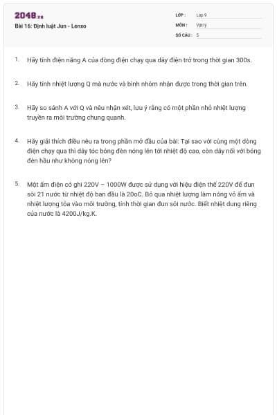 Bài 16: Định luật Jun - Lenxo