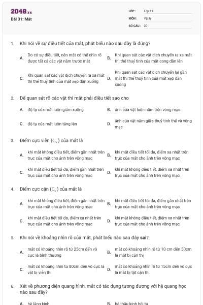 Bài 31:  Mắt