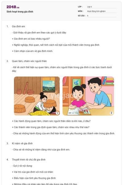 Sinh hoạt trong gia đình