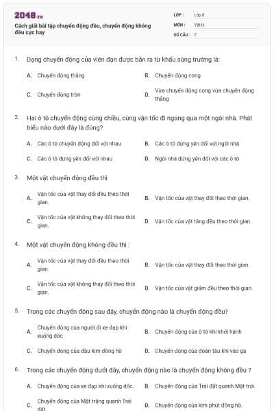 Cách giải bài tập chuyển động đều, chuyển động không đều cực hay