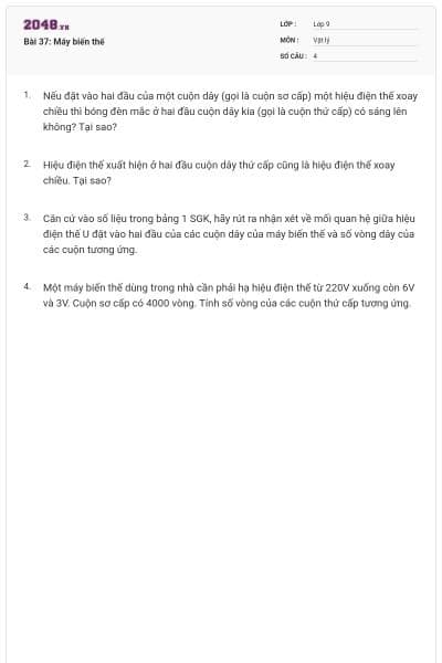 Bài 37: Máy biến thế