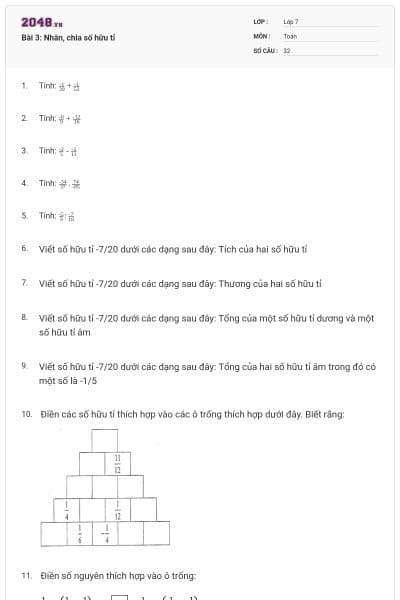 Bài 3: Nhân, chia số hữu tỉ