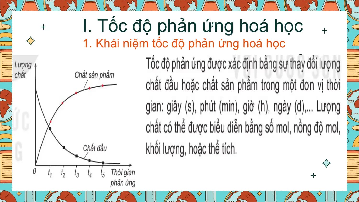 I. Tốc độ phản ứng hoá học
1. Khái niệm tốc độ phản ứng hoá học