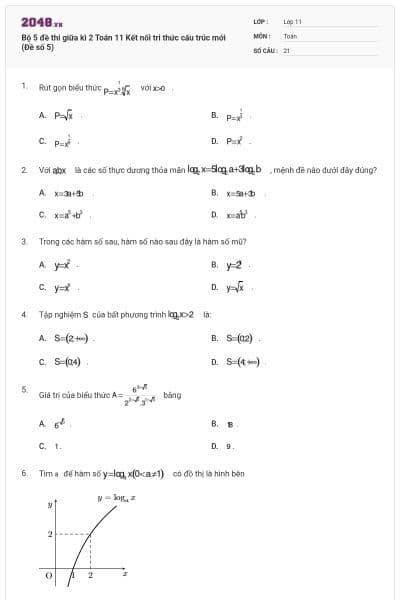 Bộ 5 đề thi giữa kì 2 Toán 11 Kết nối tri thức cấu trúc mới (Đề số 5)