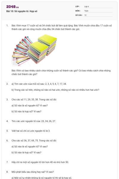 Bài 10: Số nguyên tố. Hợp số