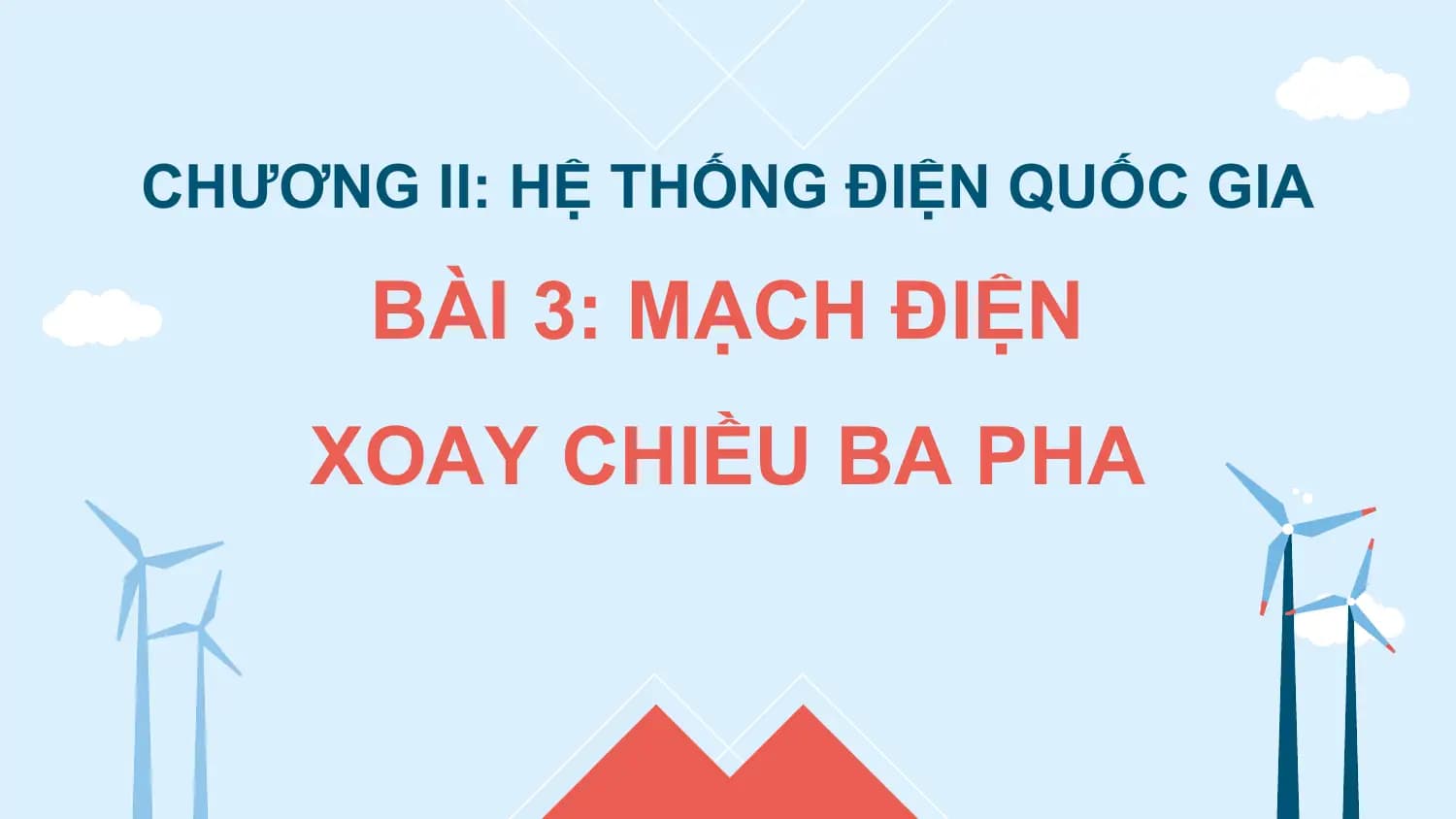 CHƯƠNG II: HỆ THỐNG ĐIỆN QUỐC GIA

 BÀI 3: MẠCH ĐIỆN
 XOAY CHIỀU BA PHA